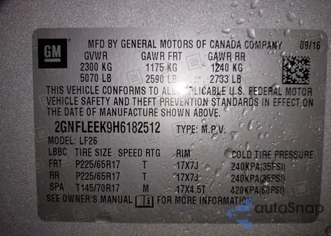 2017 Chevrolet Equinox Ls z USA, uszkodzony, nr VIN 2GNFLEEK9H6182512